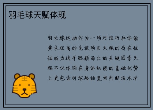 羽毛球天赋体现